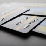 Credit cards that are stacked on the floor,selective focus